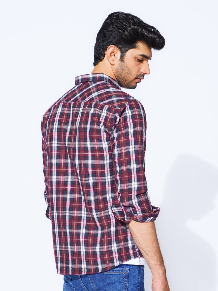 Multi Color Check Button Down Casual Shirt (CSC-287)