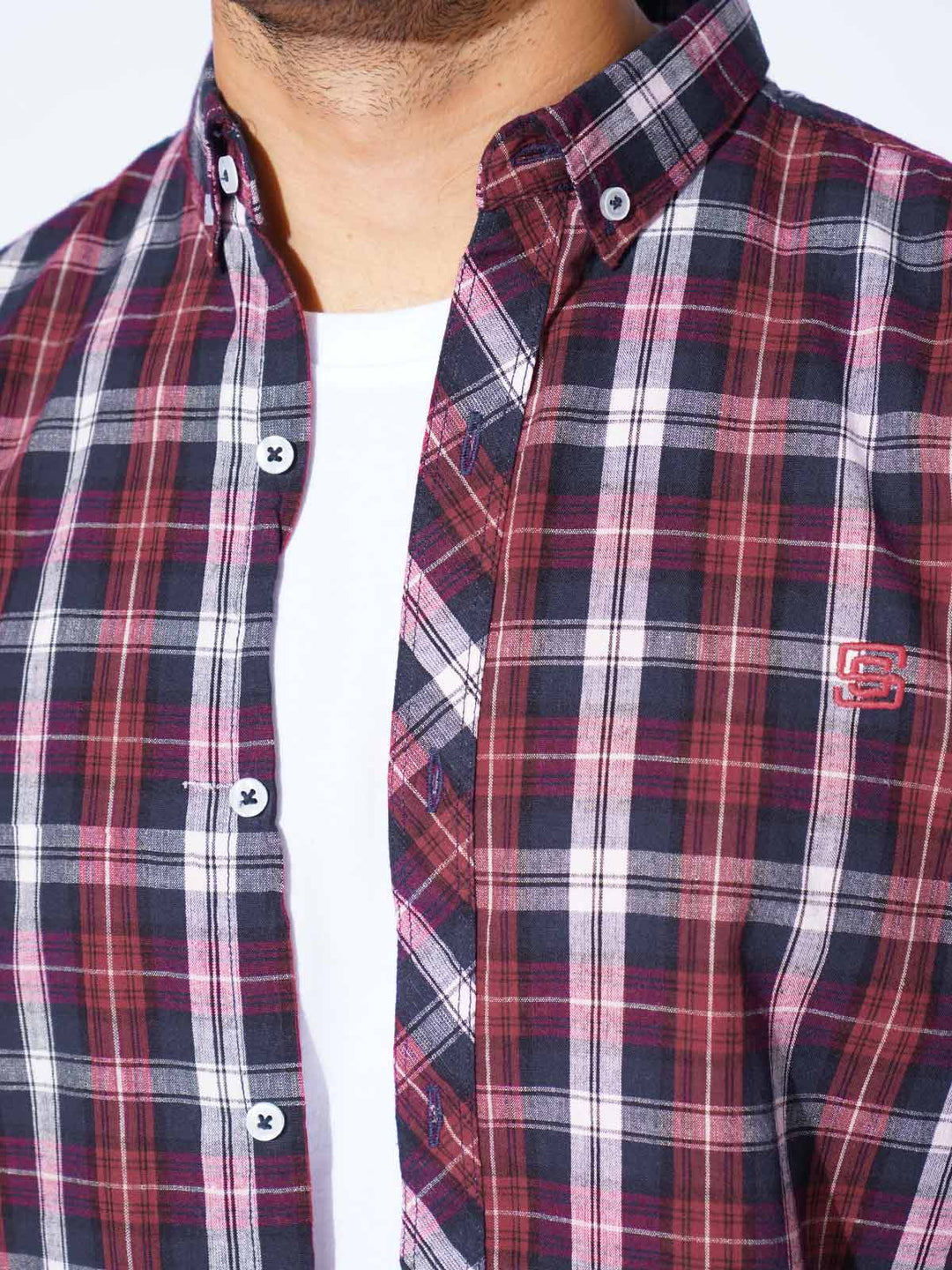 Multi Color Check Button Down Casual Shirt (CSC-287)