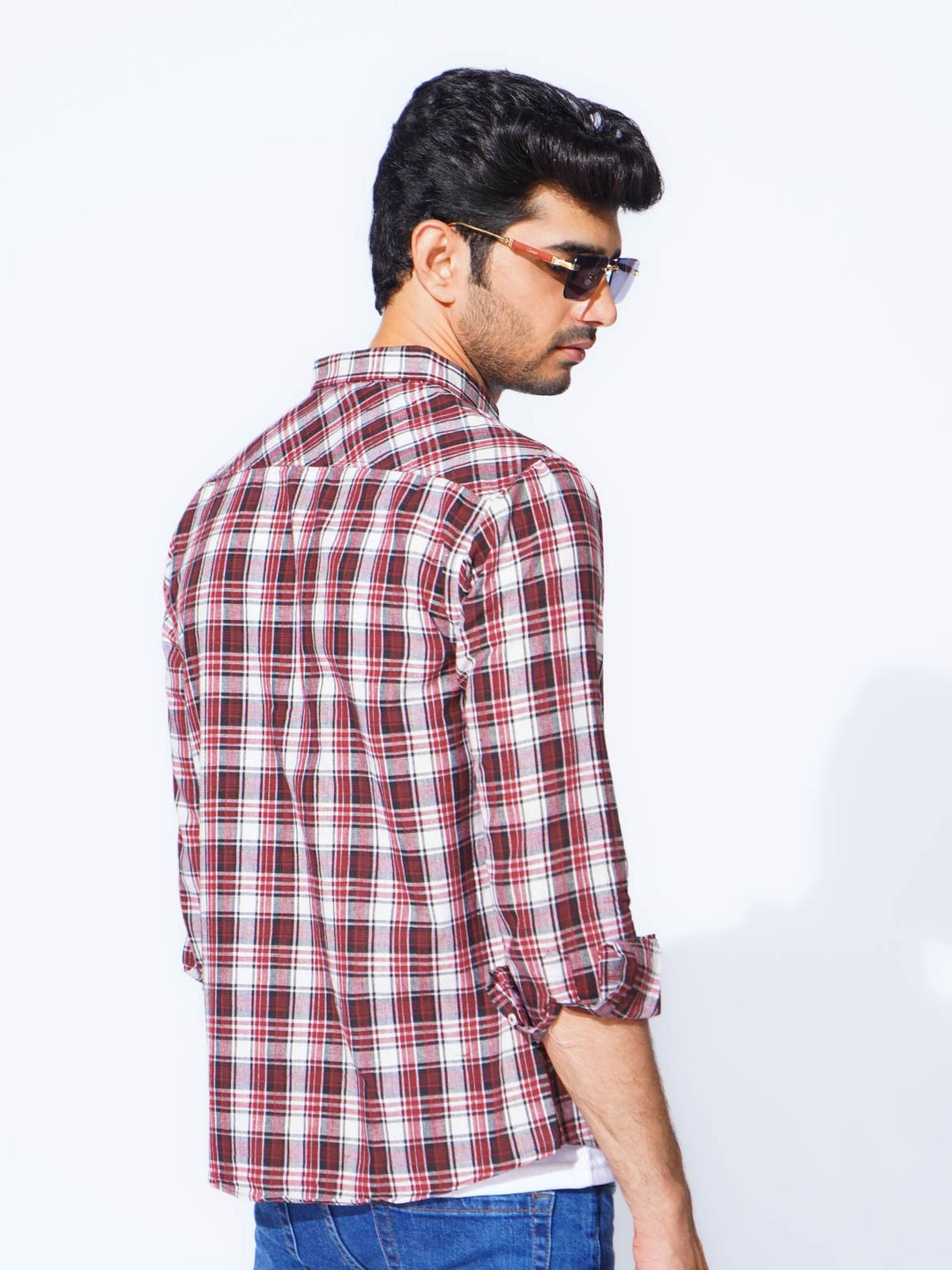 Multi Color Check Button Down Casual Shirt (CSC-288)