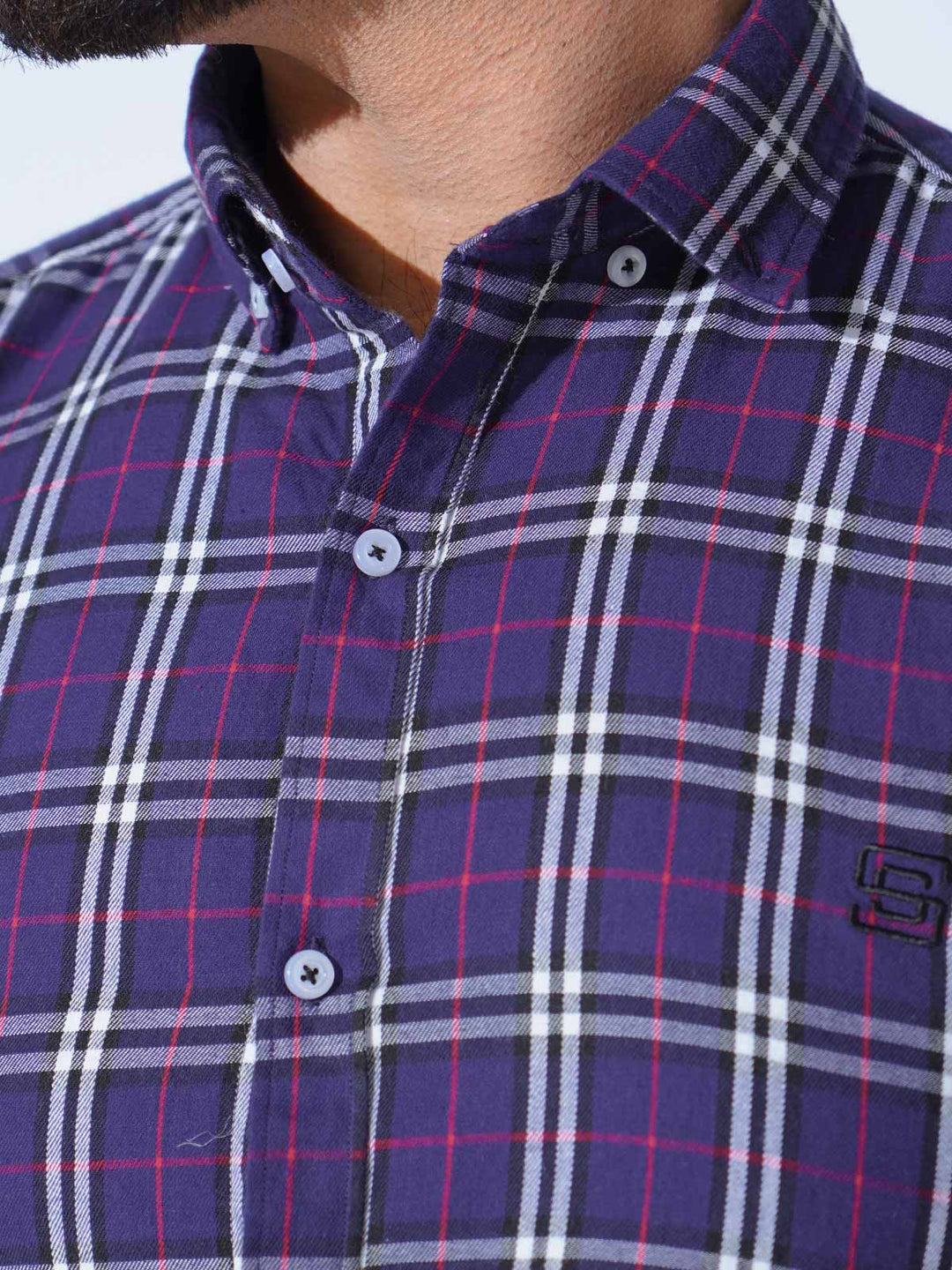 Black & Blue Check Button Down Casual Shirt (CSC-294)