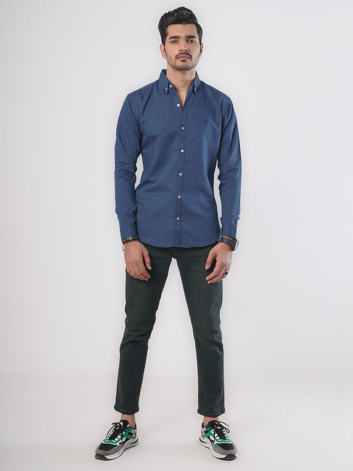 Blue Button Down Denim Casual Shirt (CSD-015)