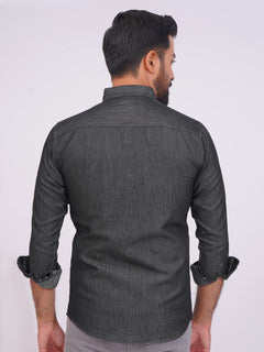 Charcoal Grey Button Down Denim Casual Shirt (CSD-019)