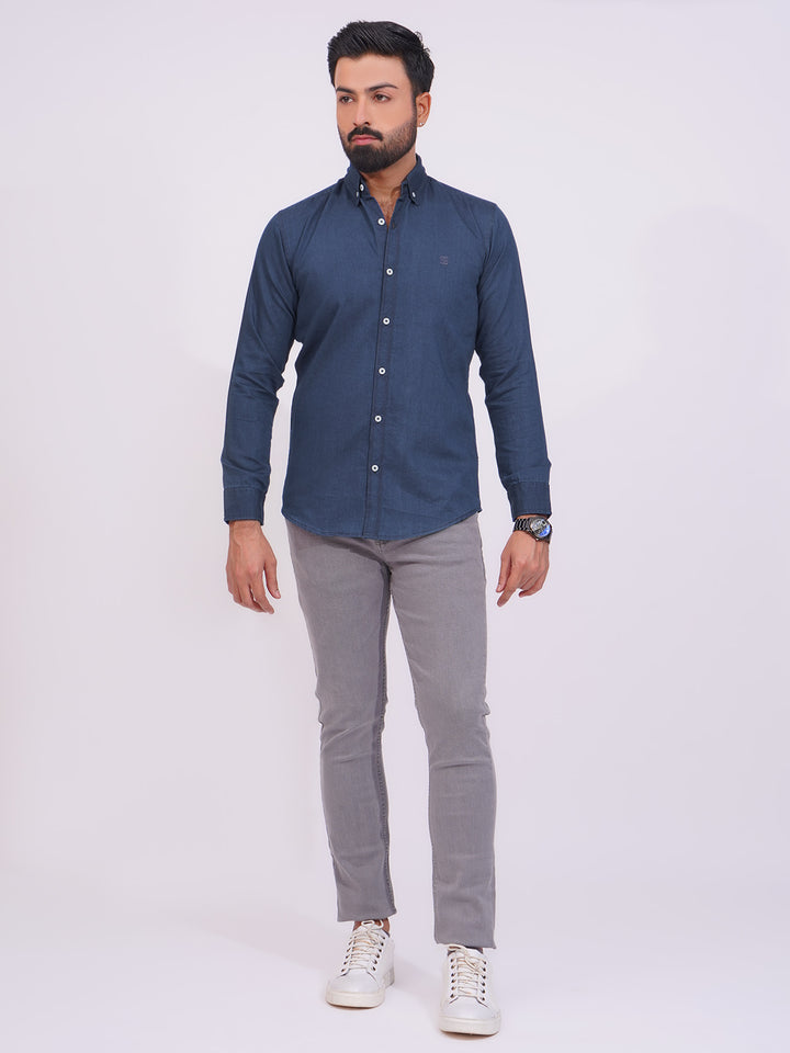 Blue Button Down Denim Casual Shirt (CSD-020)