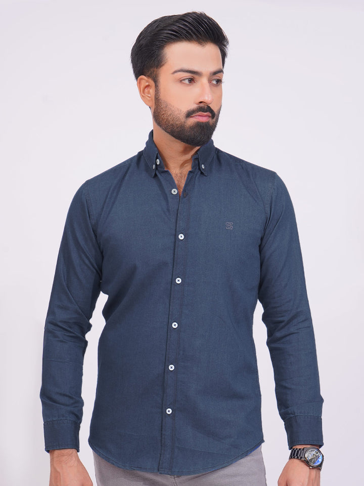 Blue Button Down Denim Casual Shirt (CSD-020)