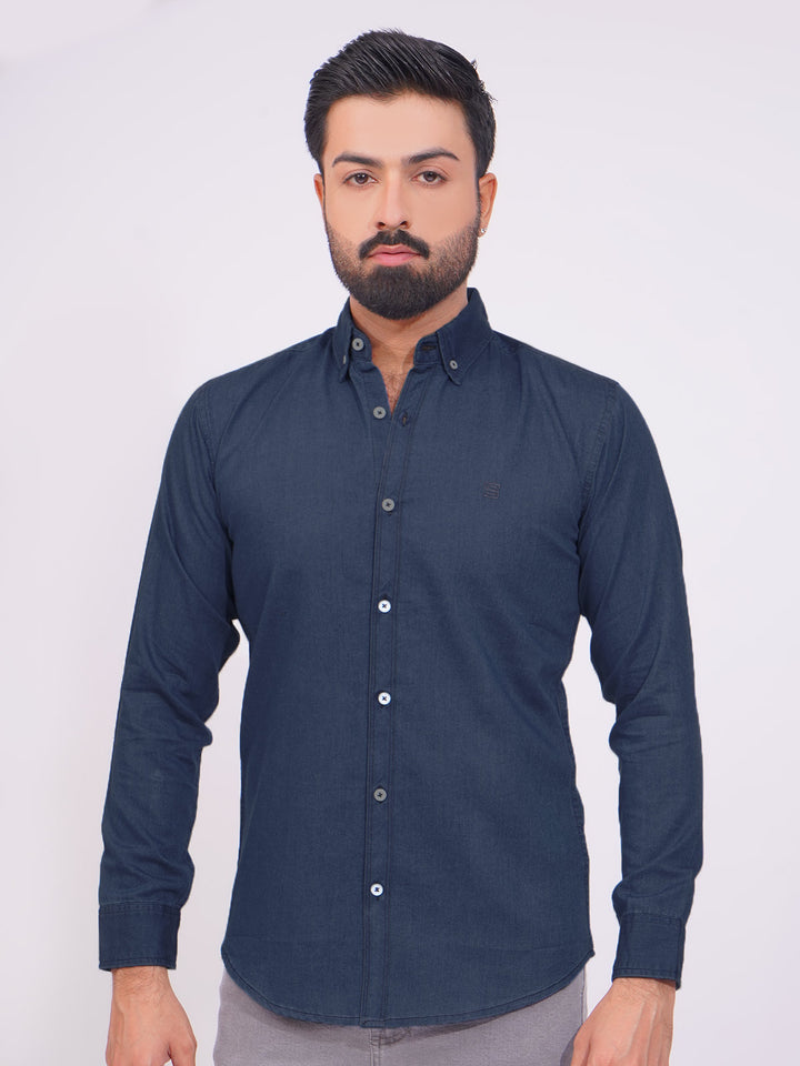 Dark Blue Button Down Denim Casual Shirt (CSD-021)