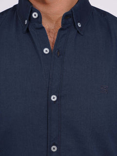 Dark Blue Button Down Denim Casual Shirt (CSD-021)