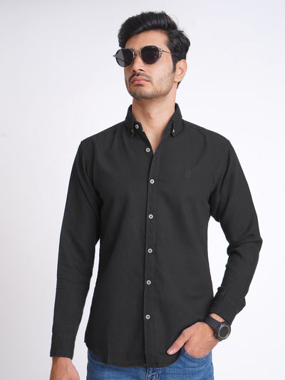 Black Button Down Denim Casual Shirt (CSD-022)