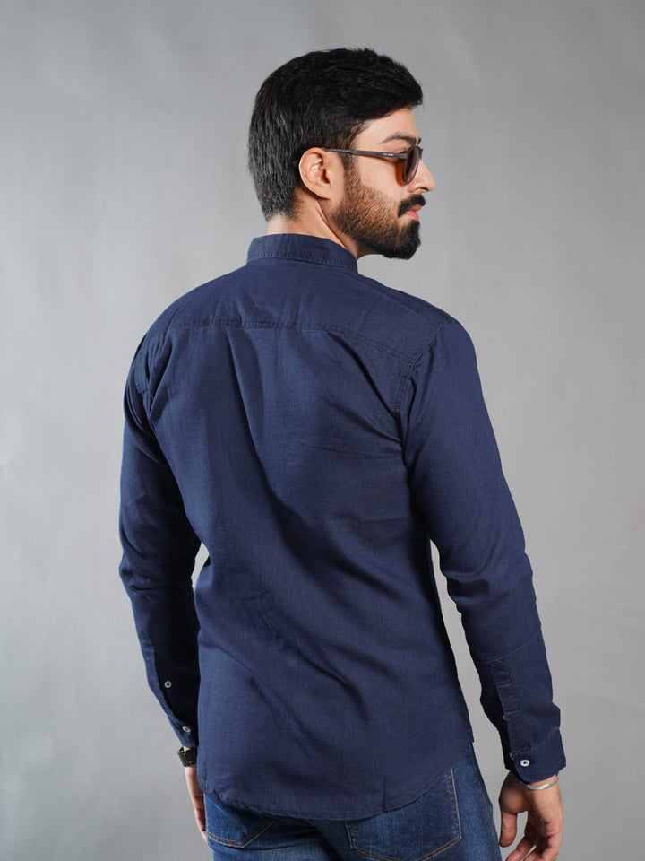 Dark Blue Button Down Denim Casual Shirt (CSD-028)