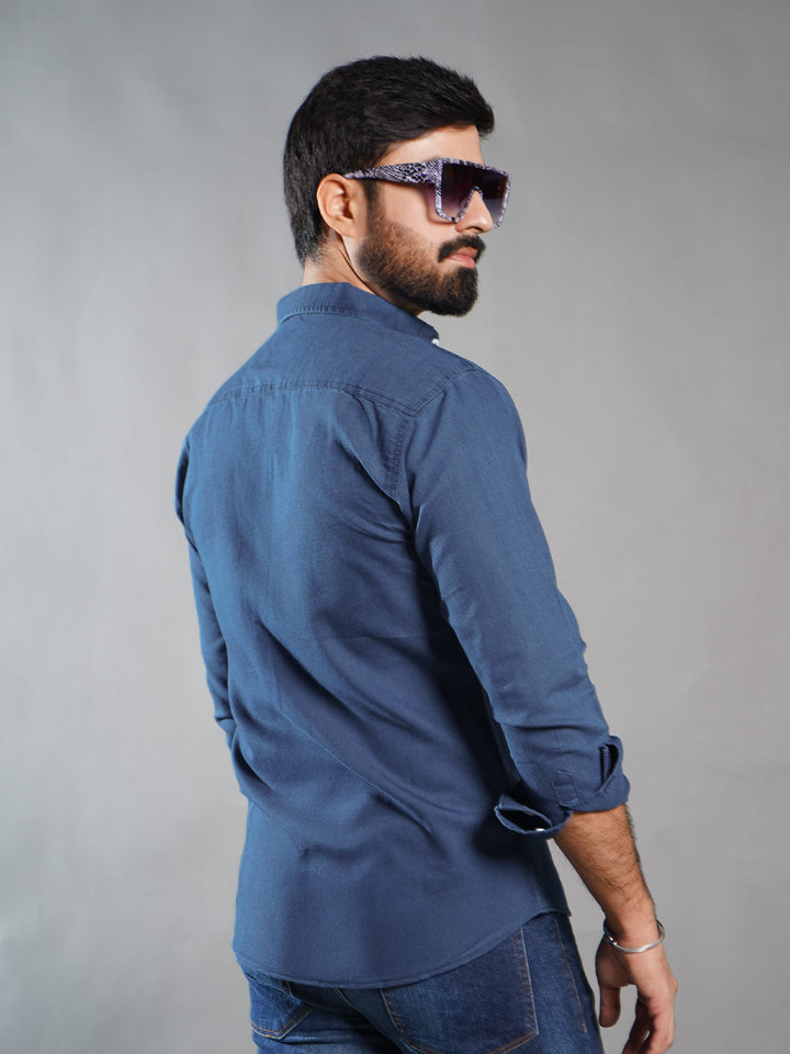 Light Blue Button Down Denim Casual Shirt (CSD-029)