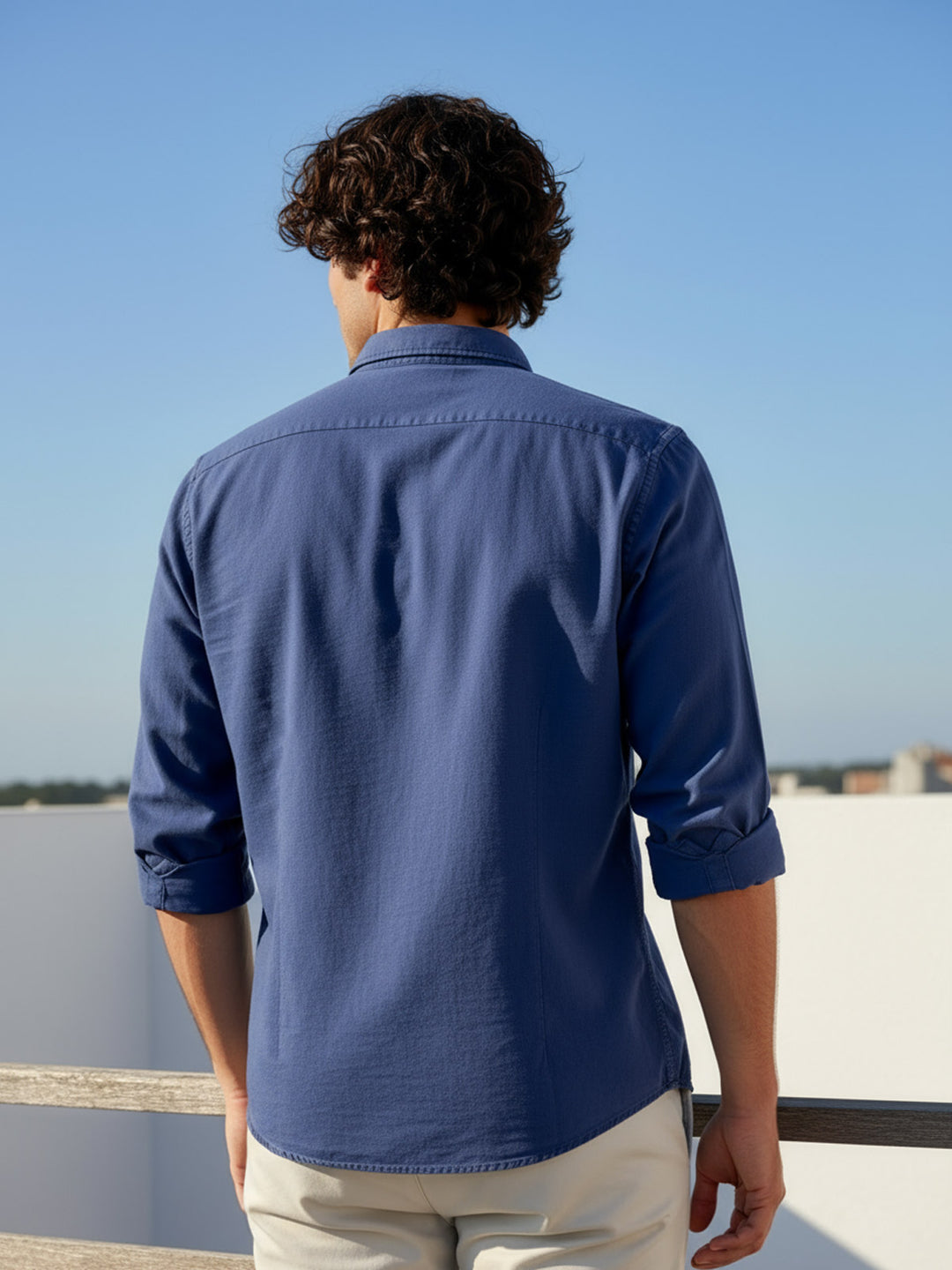 Dark Blue Button Down Denim Casual Shirt (CSD-037)