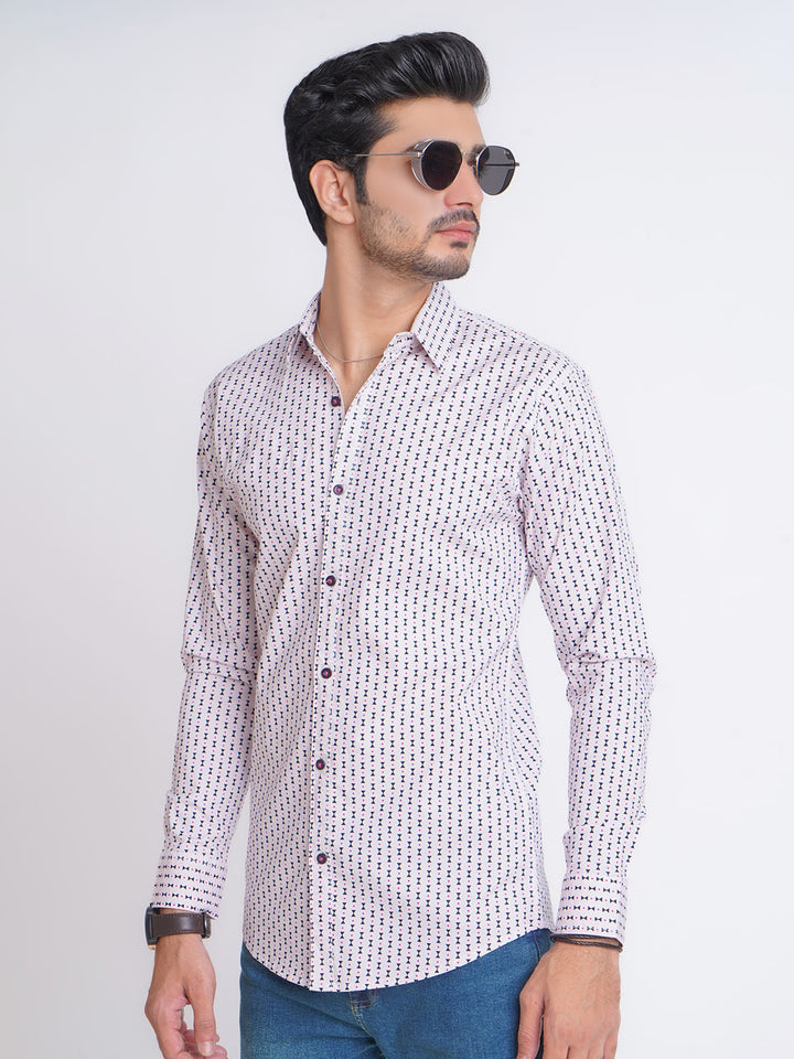 White & Black Designer Printed Casual Shirt (CSP-152)