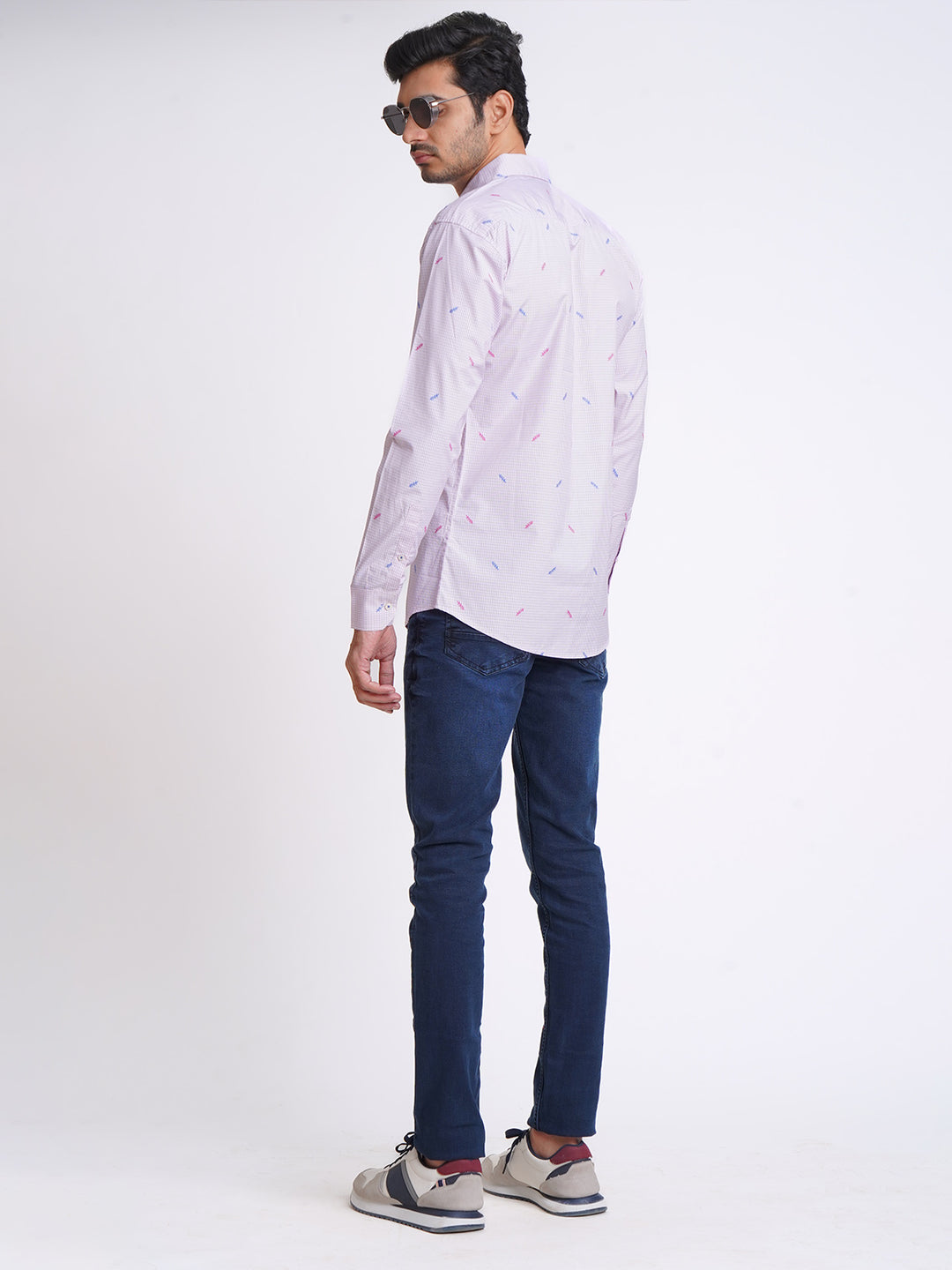 Light Purple Check Printed Casual Shirt (CSP-155)