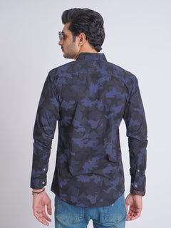 Dark Blue Camouflage Printed Casual Shirt (CSP-156)