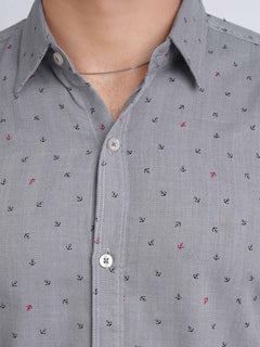 Grey Self Designer Printed Casual Shirt (CSP-159)