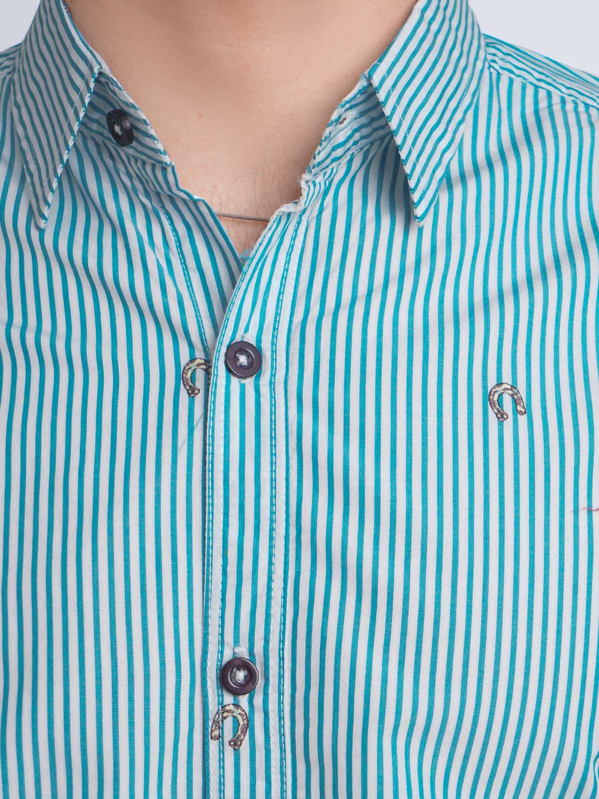 Blue & White Striped Printed Casual Shirt (CSP-163)