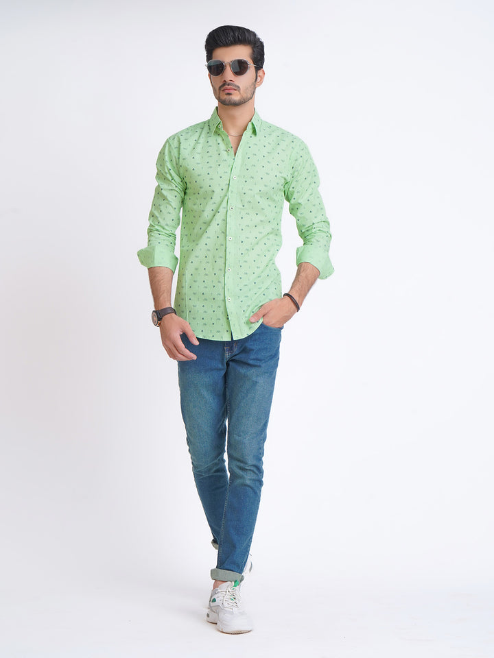 Light Green Designer Printed Casual Shirt (CSP-164)