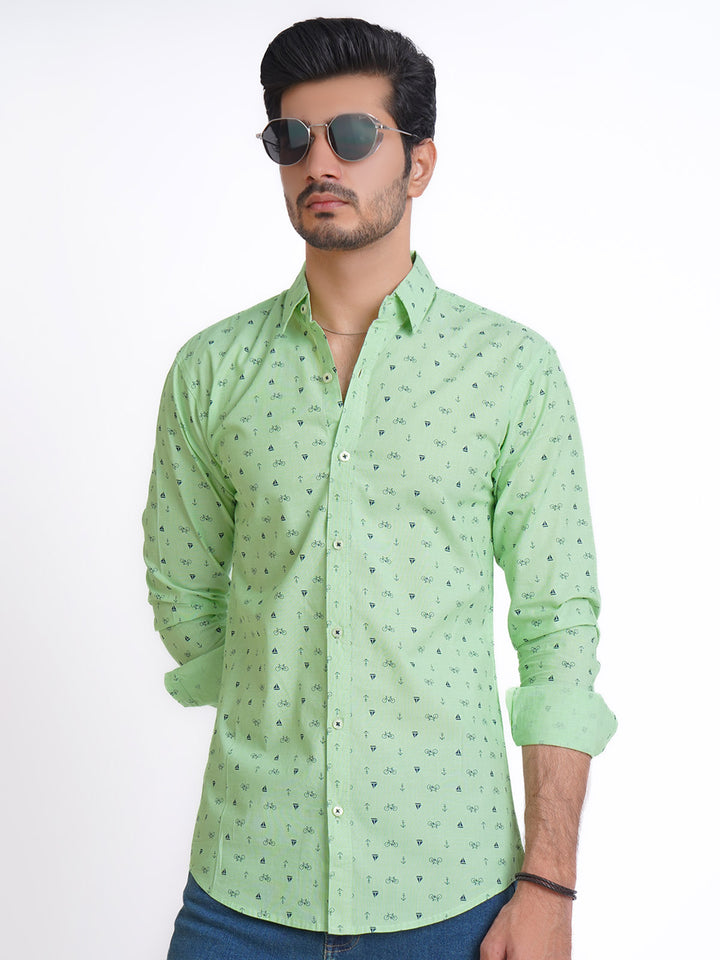 Light Green Designer Printed Casual Shirt (CSP-164)