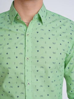Light Green Designer Printed Casual Shirt (CSP-164)