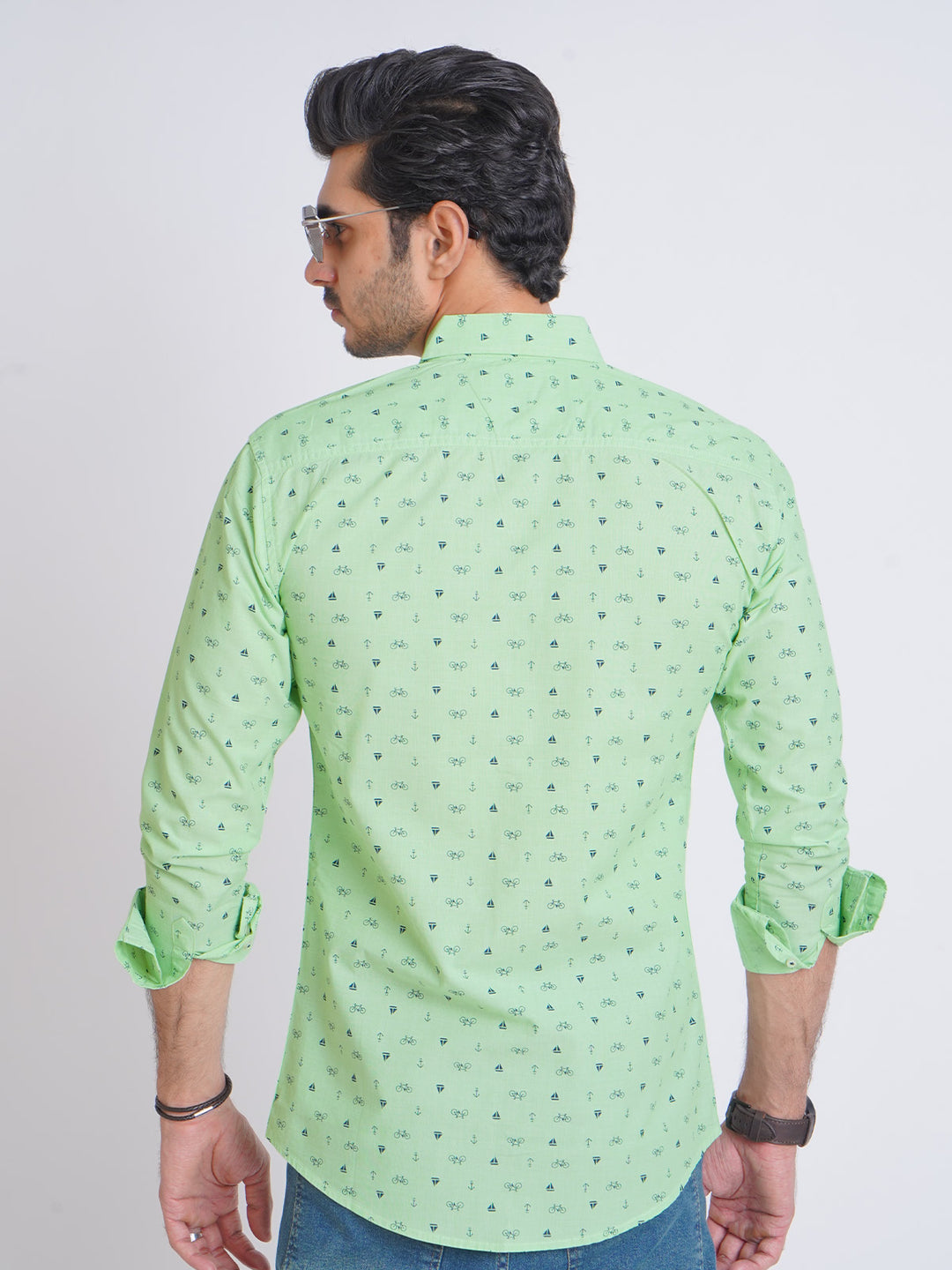 Light Green Designer Printed Casual Shirt (CSP-164)