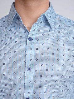 Sky Blue Designer Printed Casual Shirt (CSP-165)