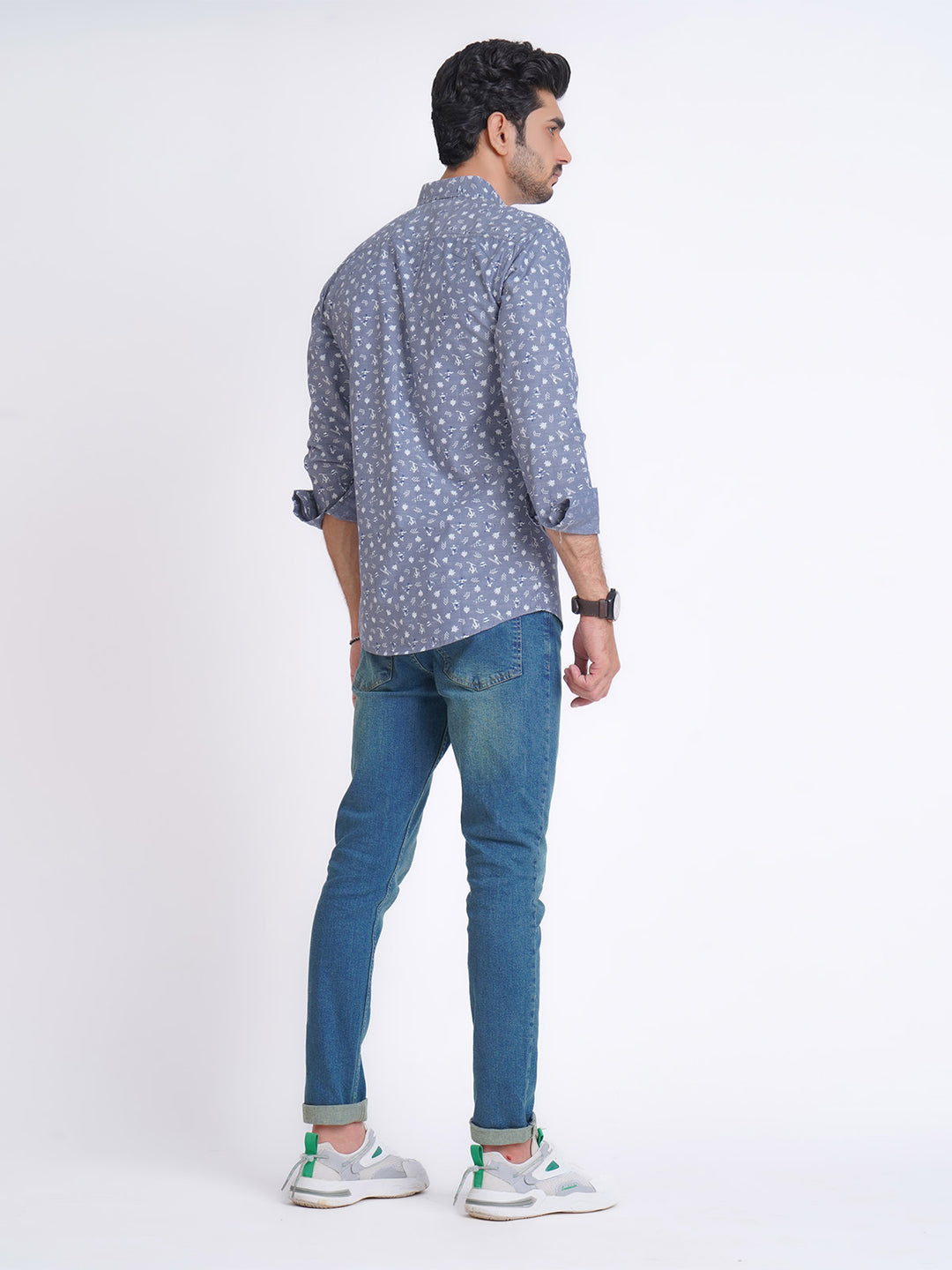 Blue Self Designer Printed Casual Shirt (CSP-168)