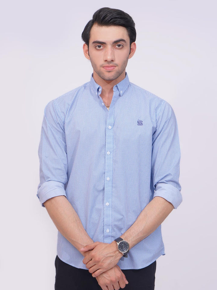 Blue Designer Printed Casual Shirt (CSP-169)