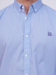 Blue Designer Printed Casual Shirt (CSP-169)