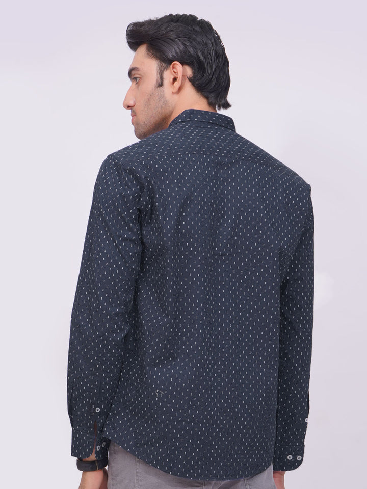 Navy Blue Designer Printed Casual Shirt (CSP-171)