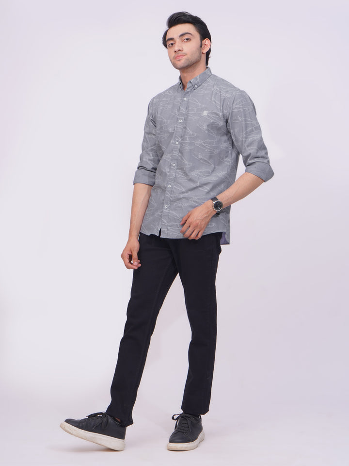 Light Grey Designer Printed Casual Shirt (CSP-173)