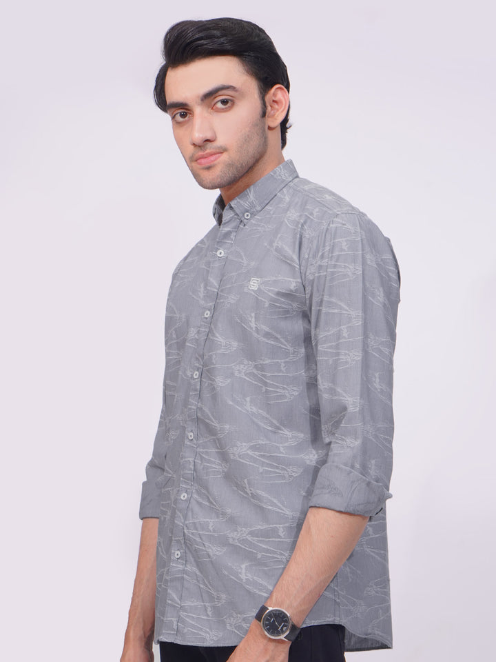 Light Grey Designer Printed Casual Shirt (CSP-173)