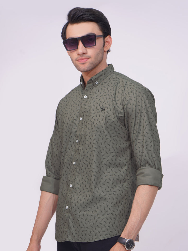 Dark Grey Designer Printed Casual Shirt (CSP-178)