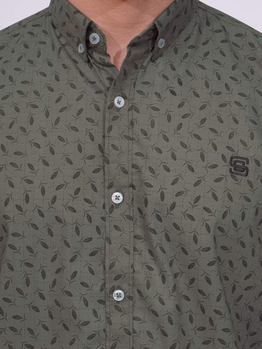 Dark Grey Designer Printed Casual Shirt (CSP-178)