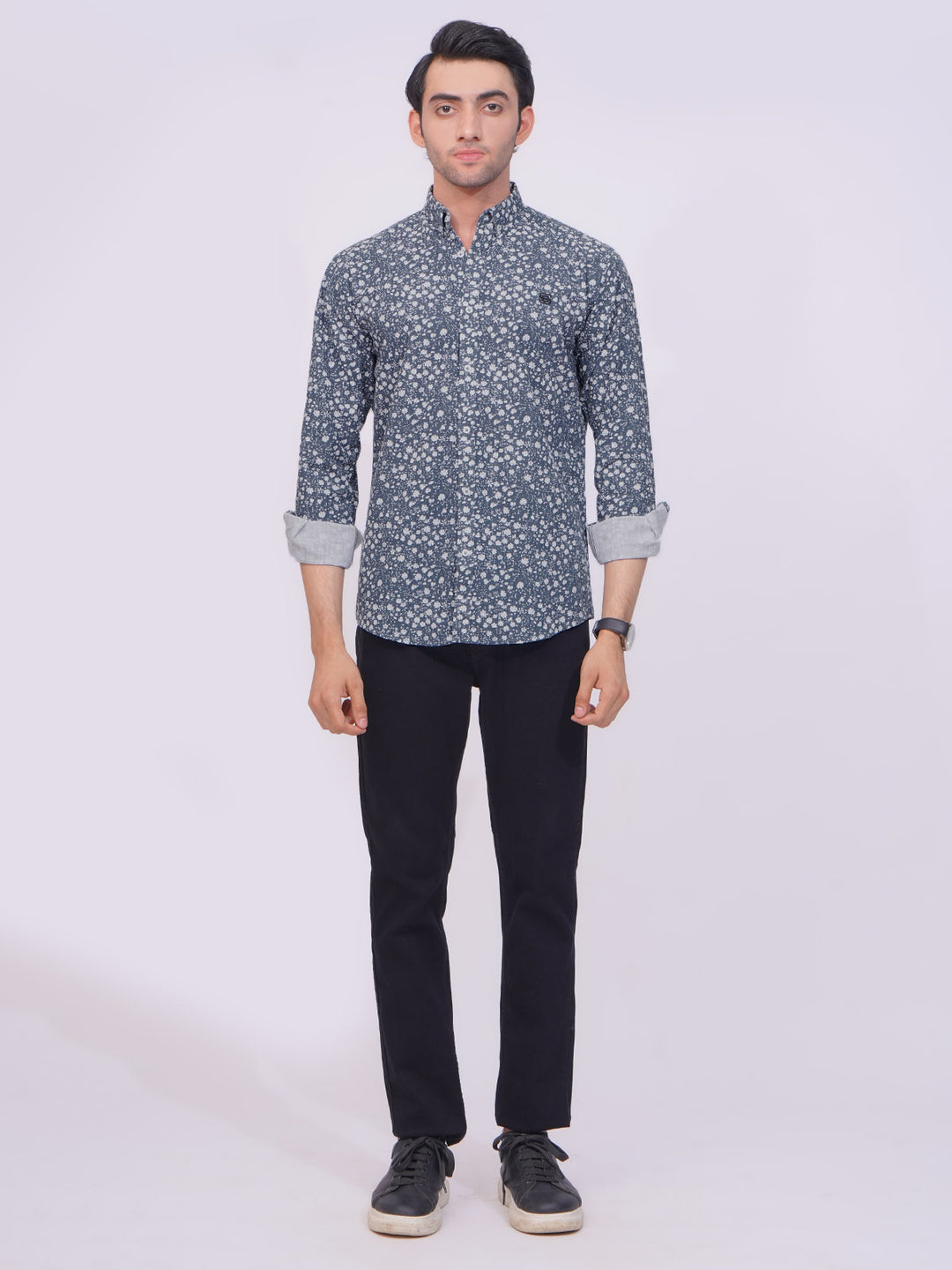 Blue & White Designer Printed Casual Shirt (CSP-179)