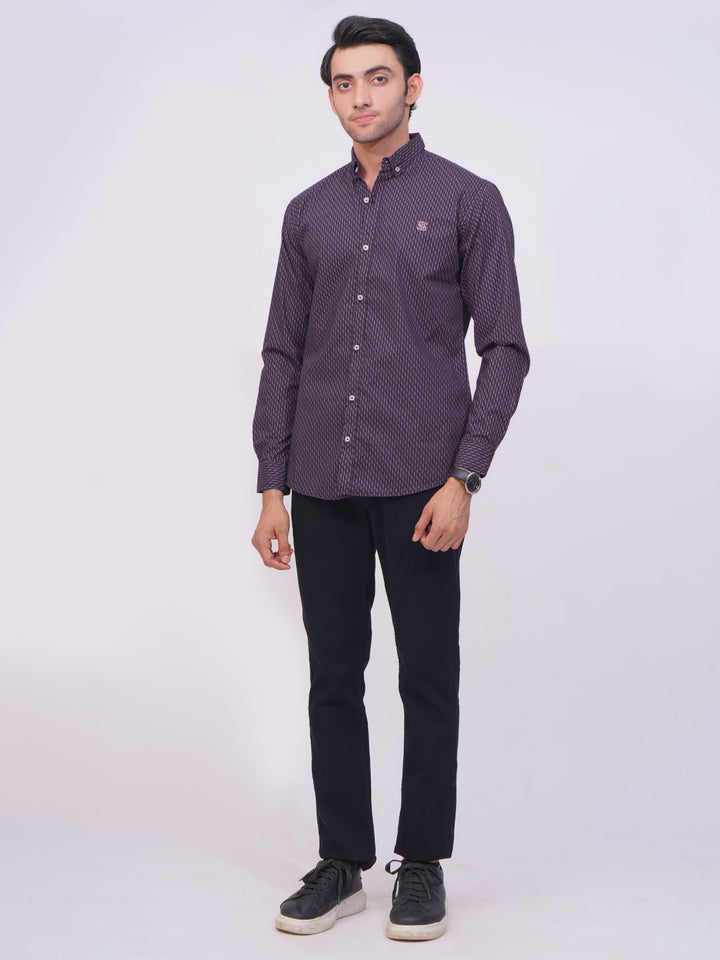 Purple Designer Printed Casual Shirt (CSP-180)