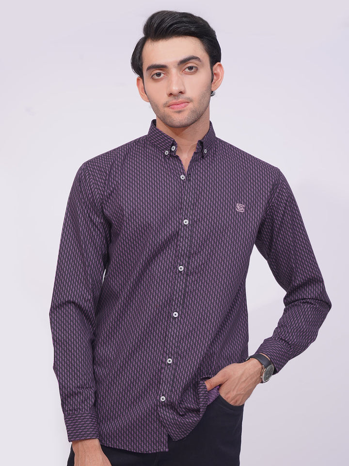 Purple Designer Printed Casual Shirt (CSP-180)