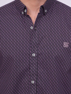 Purple Designer Printed Casual Shirt (CSP-180)