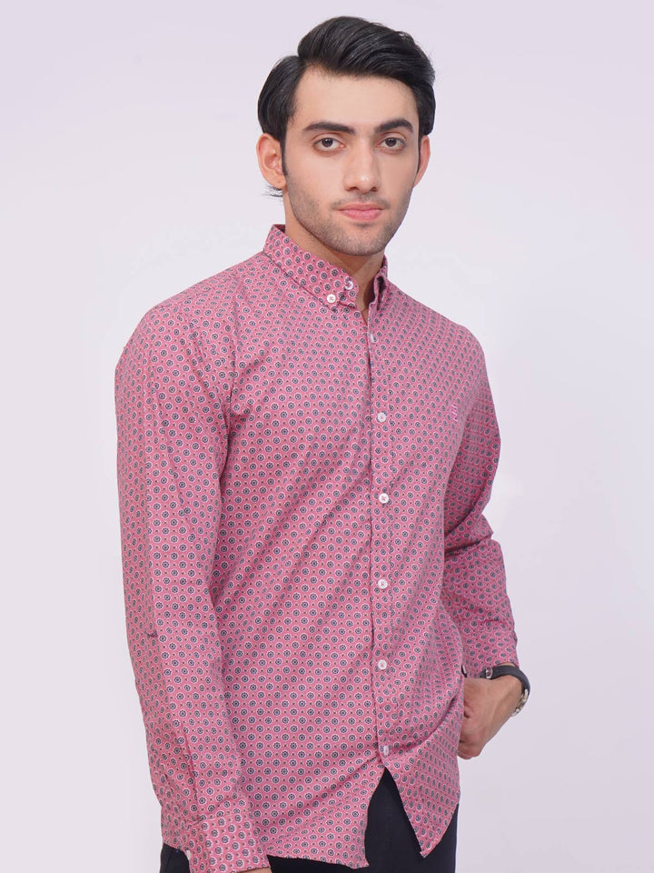 Maroon Designer Printed Casual Shirt (CSP-181)