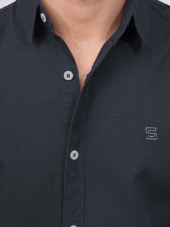 Navy Blue Self Button Down Casual Shirt  (CSB-181)