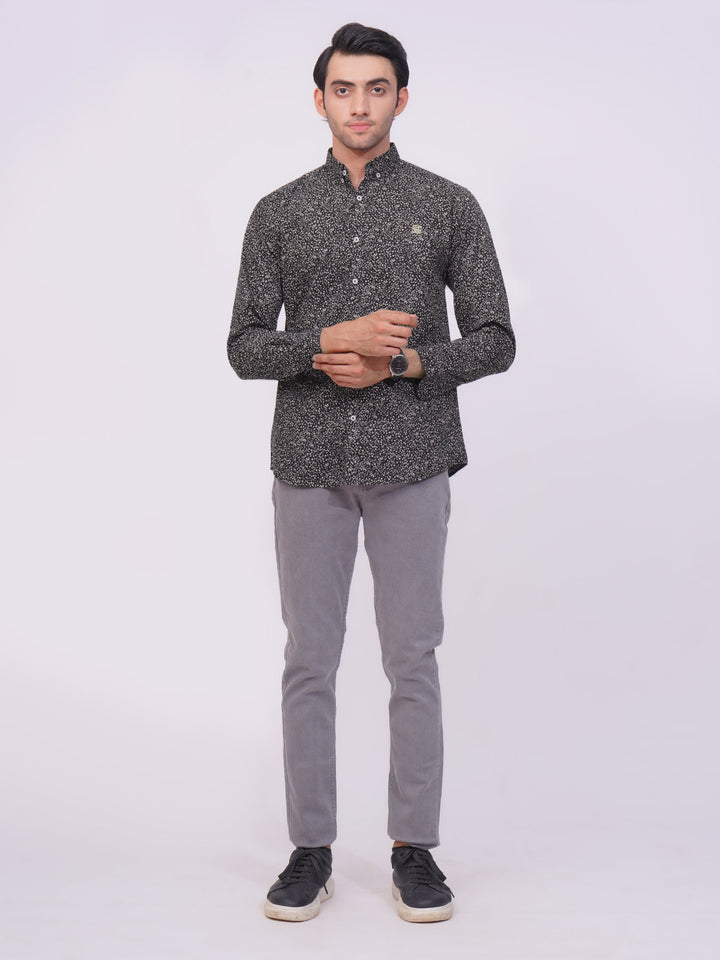 Black Designer Printed Casual Shirt (CSP-189)