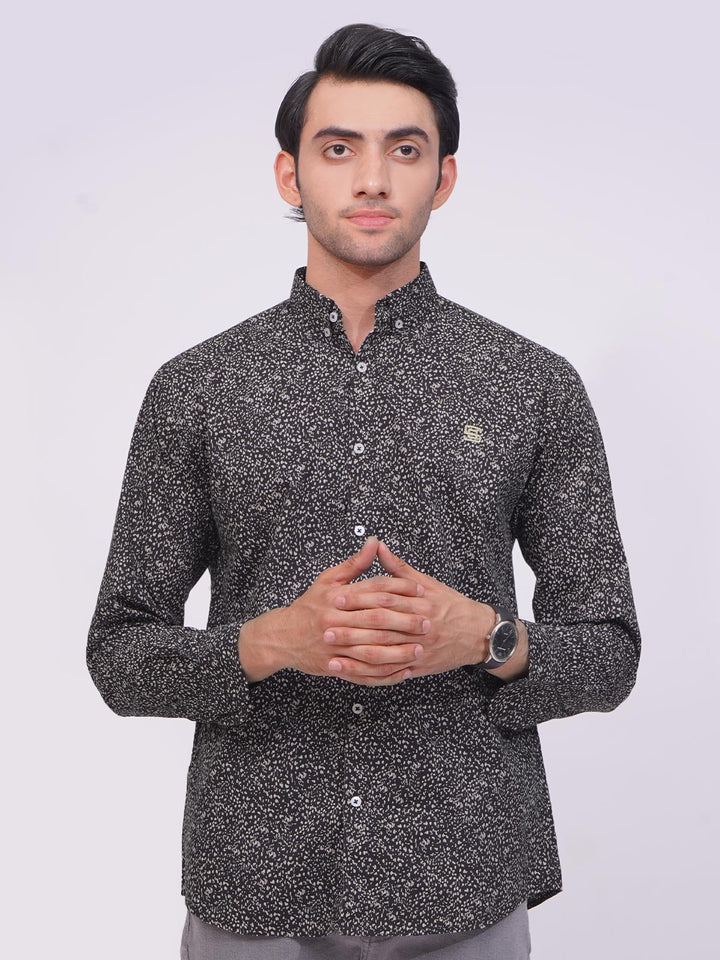 Black Designer Printed Casual Shirt (CSP-189)