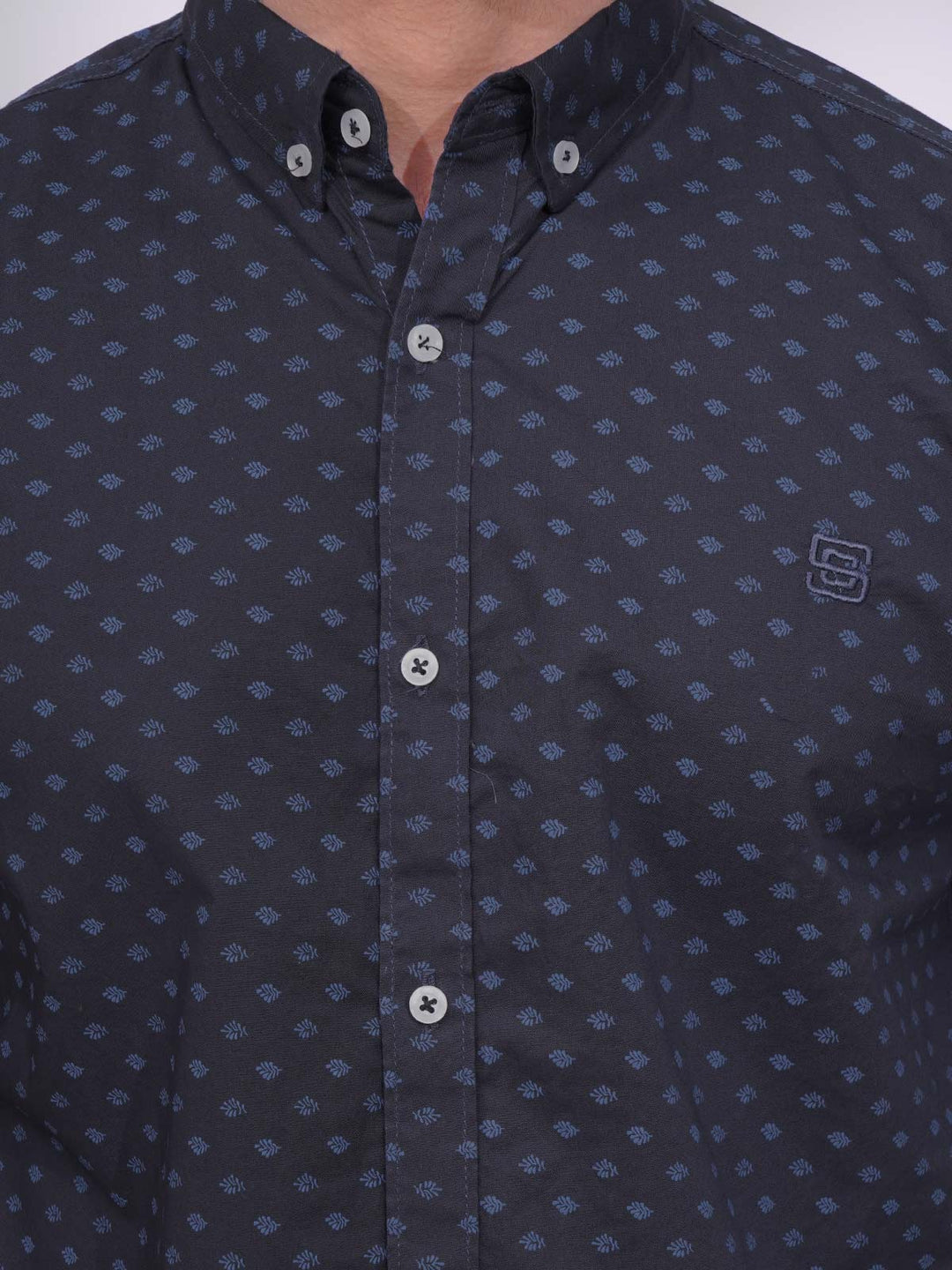 Navy Blue Designer Printed Casual Shirt (CSP-190)