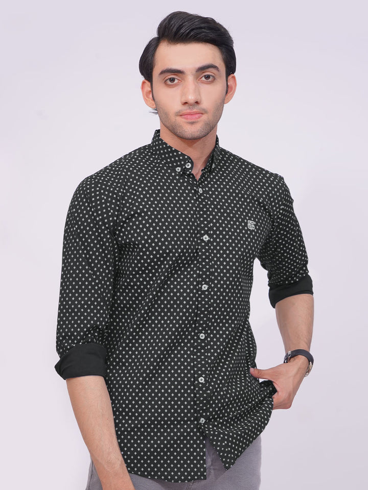 Black Designer Printed Casual Shirt (CSP-194)