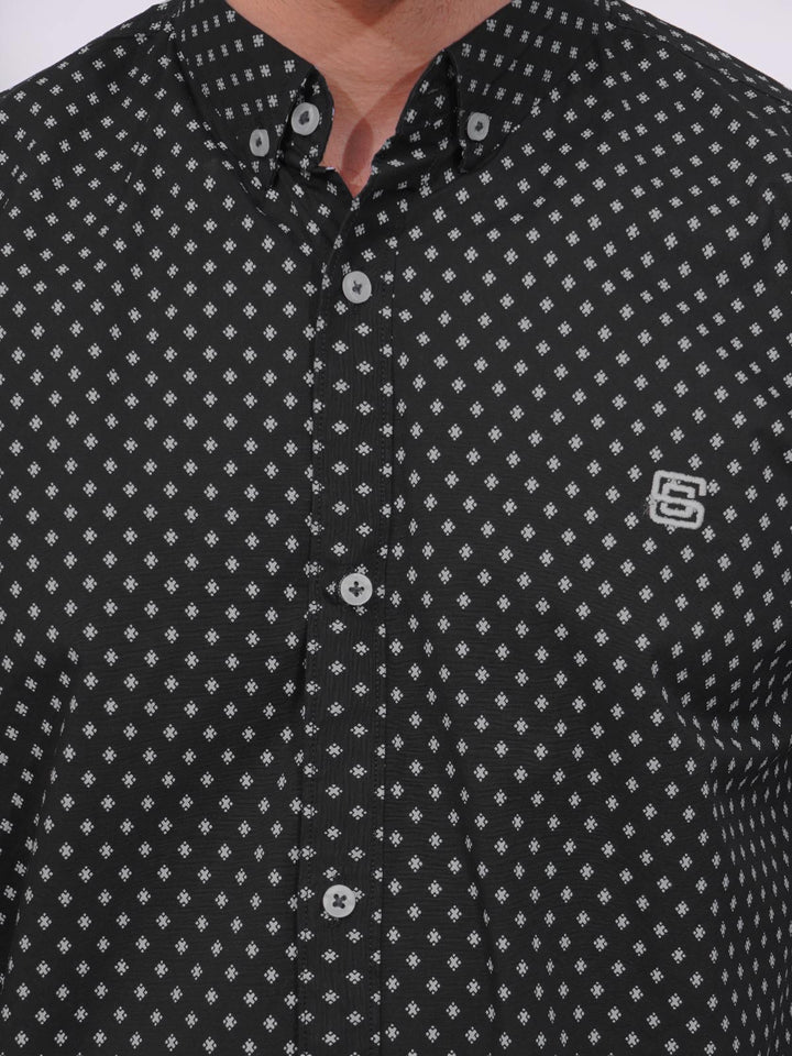 Black Designer Printed Casual Shirt (CSP-194)