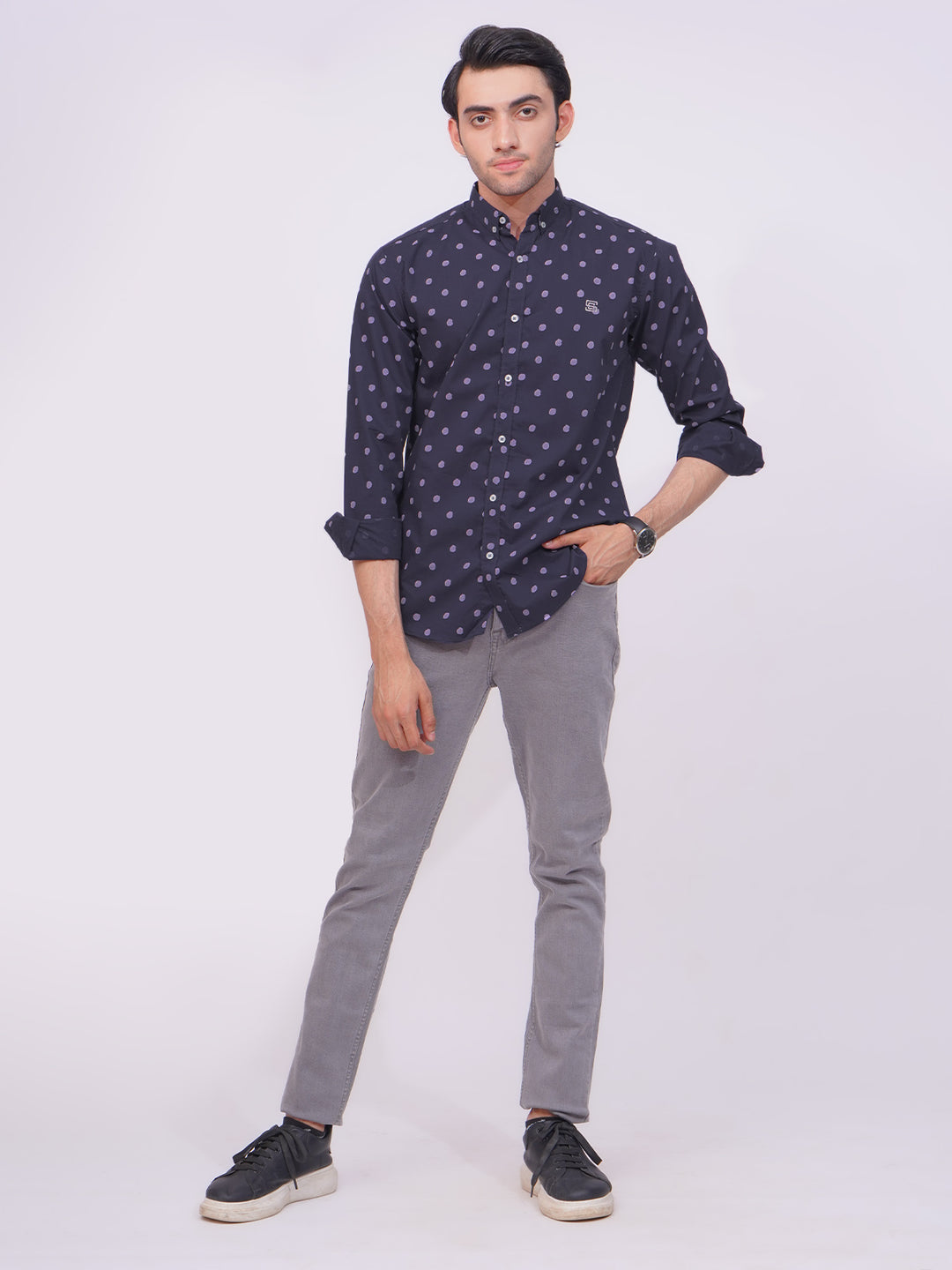 Night Blue Designer Printed Casual Shirt (CSP-200)