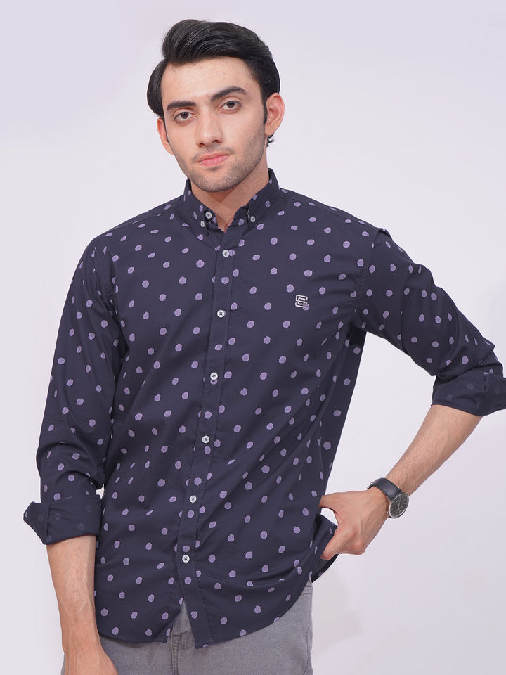 Night Blue Designer Printed Casual Shirt (CSP-200)