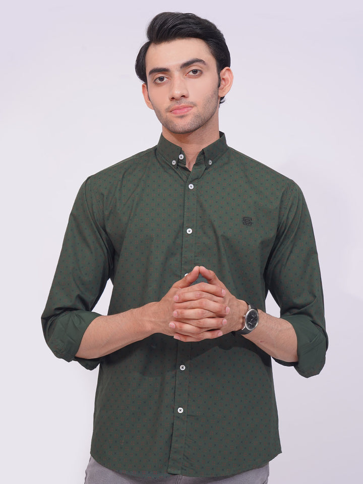 Kombu Green Designer Printed Casual Shirt (CSP-201)