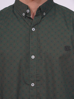 Kombu Green Designer Printed Casual Shirt (CSP-201)