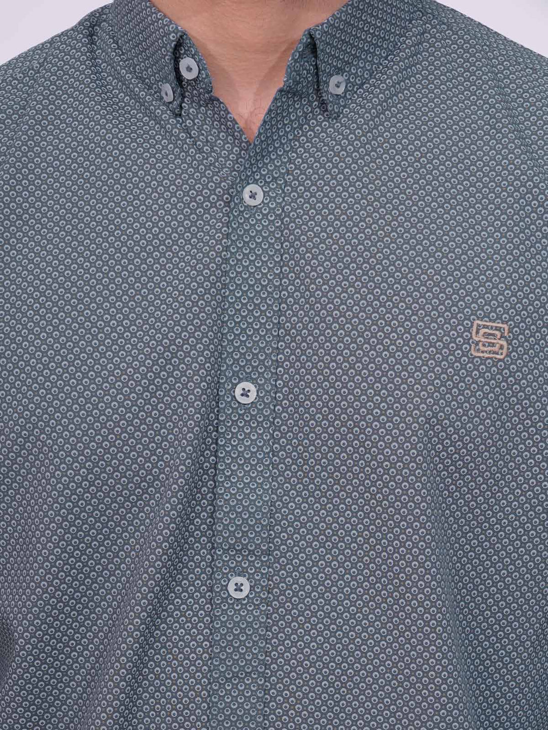 Blue Grey Designer Printed Casual Shirt (CSP-202)