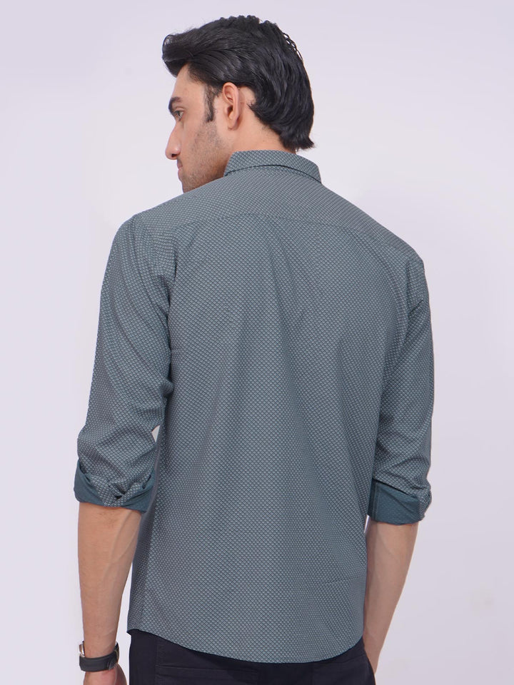 Blue Grey Designer Printed Casual Shirt (CSP-202)