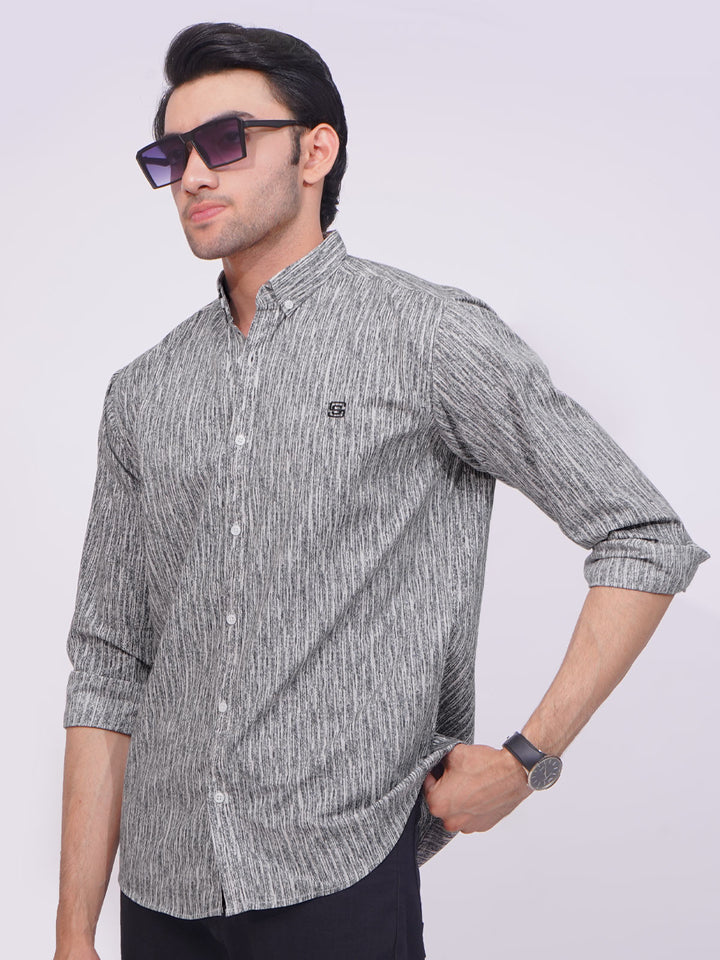 Black Designer Printed Casual Shirt (CSP-203)